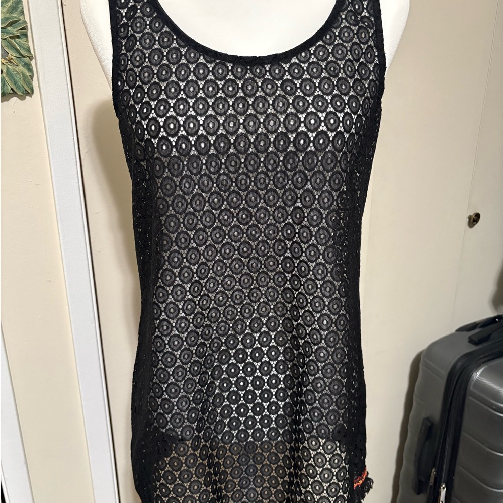 Black Crochet Sleeveless swimwear Cover up
